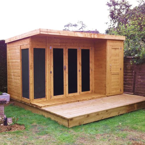 12x8 T&amp;G Wooden Contemporary Summerhouse with Side Storage ...