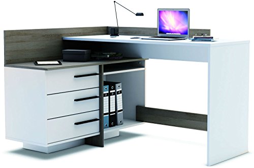 Brand New Modern Corner 3 Drawer Dark Office Desk/Table ...