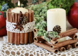 Candles and cinnamon sticks